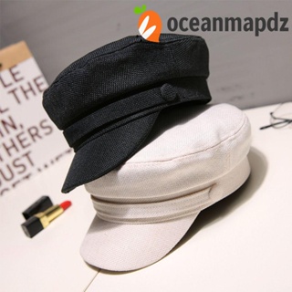 OCEANMAPDZ หมวกเบเร่ต์ ผ้าฝ้าย และผ้าลินิน ทรงแปดเหลี่ยม แฟชั่นฤดูใบไม้ร่วง สําหรับผู้หญิง