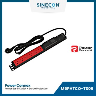 PowerConneX ปลั๊กไฟพ่วง รุ่น M5PHTCO-TS06 | 6 ช่องแบบ Metered ดูค่า Volt/Watt/Amps ได้ มีกันฟ้าผ่า (10,000A) กันกระชาก