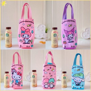 [LBE] กระเป๋าพกพาน่ารัก Sanrio Forest Flower Tote เป็นมิตรกับสิ่งแวดล้อม Canvas Kettle Organizer Bag