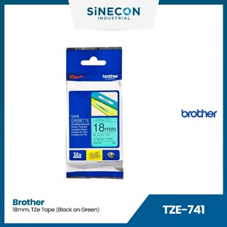 Brother บราเดอร์ TZE-741 เทปพิมพ์อักษร ดำ/เขียว แบบเคลือบพลาสติก TZE ขนาด 18mm. สำหรับเครื่องพิมพ์ฉลาก