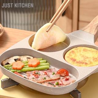 Just Kitchen กระทะอาหารเช้า 3 in 1 อลูมิเนียมอัลลอยด์ nonstick ประหยัดแรงงานกระทะทอดแพนเค้กสำหรับเบคอนไข่