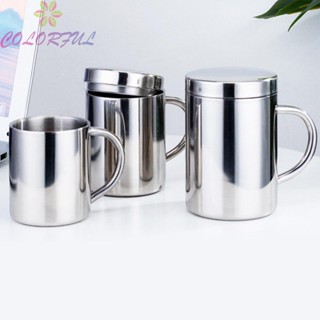 【COLORFUL】Coffee Mug Beer Double Wall Insulated Thermal Stainless Steel With Handle