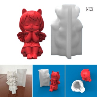 Nex แม่พิมพ์ซิลิโคนเรซิ่น รูปนางฟ้า 3D สําหรับทําเทียน สบู่ DIY