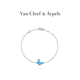 [พร้อมส่ง] Vca Van Cleef &amp; Arpels Sweet Alhambra สร้อยข้อมือ จี้รูปผีเสื้อ สีเขียวขุ่น