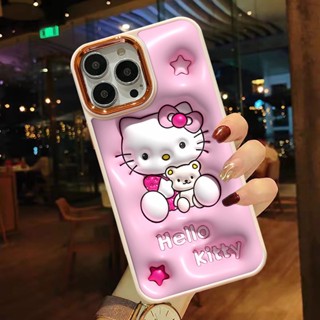 เคสโทรศัพท์มือถือแบบแข็ง กันกระแทก ลายการ์ตูนเฮลโลคิตตีน่ารัก สีชมพู สําหรับ Iphone 14 13 12 11 Pro MAX i6s i7 i8 7 6S plus X Xs MAX XR se2