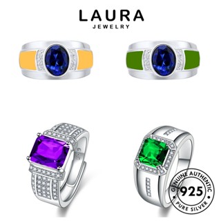 Laura Jewelry แหวนเงิน 925 ประดับไพลิน เรียบง่าย เครื่องประดับ สําหรับผู้ชาย M087