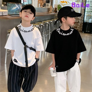 [Baile Little Forest] เสื้อยืดแขนสั้น ผ้าฝ้ายแท้ พิมพ์ลายเต้นรํา แนวสตรีท แฟชั่นฤดูร้อน สําหรับเด็กผู้ชาย