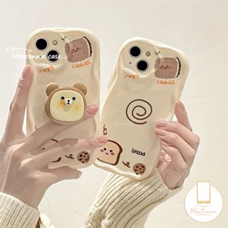 เคสโทรศัพท์มือถือนิ่ม ขอบโค้ง ลายขนมปังปิ้ง คุกกี้ หมีน่ารัก 3D สําหรับ Samsung A12 A24 A04 A52s A03s A31 A11 A51 A30s A20s A14 A13 A04s A23 A03 A52 A21s A32 A50 A30 A20 A10s A50s