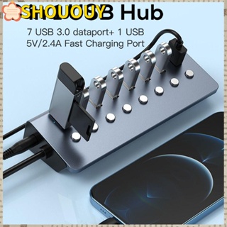 SHOUOUY ฮับ USB 3.0 แยกคอมพิวเตอร์ ชาร์จเร็ว พร้อมสวิตช์เปิด ปิด