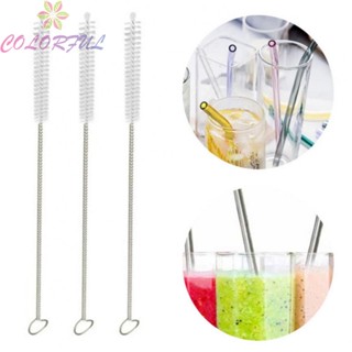 【COLORFUL】Drinking Straw Brush 10pcs Cleaning Tools Nylon Silver Kitchen Supplies Cleaner