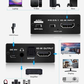 อุปกรณ์แยกเสียง 4K 60Hz HDMI 2.0 5.1 Arc HDMI HDCP 2.2 HDR10 4K HDMI เป็นออปติคอล Toslink Spdif