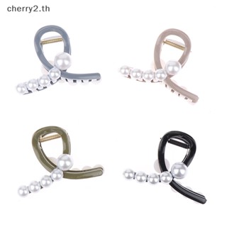 [cherry2] กิ๊บติดผมหางม้า พลาสติก ทรงไม่สมมาตร กันลื่น ประดับไข่มุก หรูหรา แฟชั่นฤดูร้อน สําหรับผู้หญิง [TH]