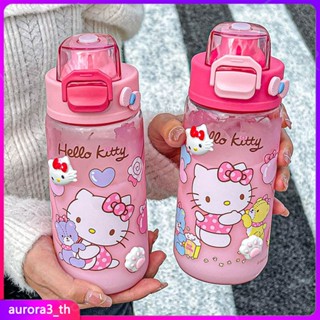 【ในการจัดส่ง】ขวดน้ำ Hello Kitty Girl แฟชั่นถ้วยพลาสติกทนความร้อนสูงทนทานนักเรียนฤดูร้อนและขวดน้ำแบบพกพาสำหรับเด็กผู้หญิง