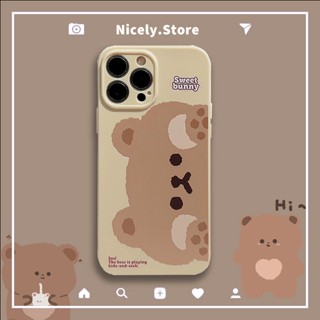 เคสโทรศัพท์มือถือ TPU นิ่ม ป้องกันกล้อง ลายการ์ตูนหมีบราวน์น่ารัก สําหรับ iPhone 14 13 12 Pro Max 11