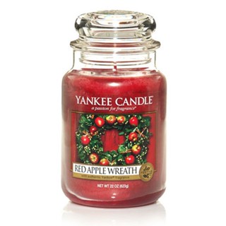 Large Jar Candle Red Apple Wreath