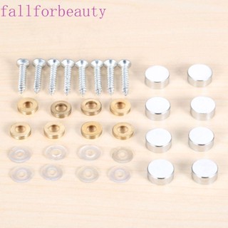 FALLFORBEAUTY ฝาครอบสกรูกระจก สเตนเลส 16 มม. สําหรับตกแต่งเล็บ 8 ชิ้น ต่อชุด