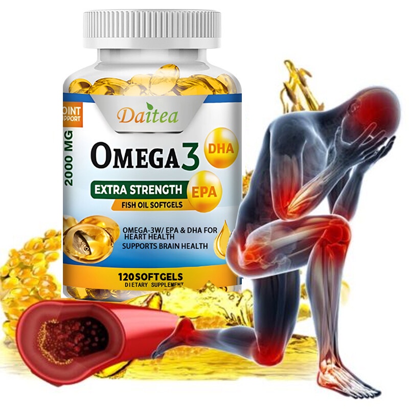โคเลสเตอรอลช่วยให้สุขภาพหัวใจ วิตามินบํารุงหัวใจ สมอง และข้อ OMEGA 3 Fish Oil Softgels.