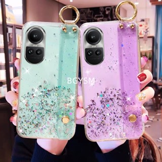 พร้อมส่ง เคสโทรศัพท์มือถือ ซิลิโคนนิ่ม ใส ลายกลิตเตอร์ดาว พร้อมสายคล้องมือ สําหรับ OPPO Reno10 Pro Reno 10 Reno10 Pro+ 5G 2023