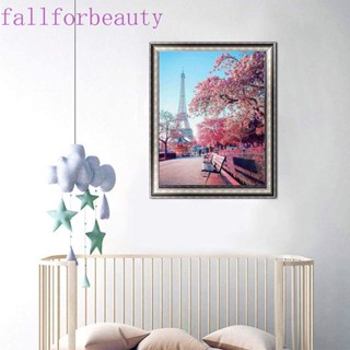 FALLFORBEAUTY ภาพวาดปักเพชร พลอยเทียม ทรงกลม รูปหอไอเฟล สวยหรู แฮนด์เมด