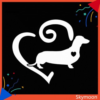 Skym* สติกเกอร์ PET ลาย Dachshund Love Heart ลอกออกได้ สําหรับติดตกแต่งรถยนต์