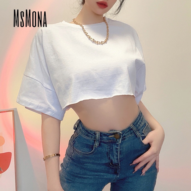 เสื้อยืด ทรงหลวม เซ็กซี่ สีพื้น แฟชั่นสําหรับสตรี 2023