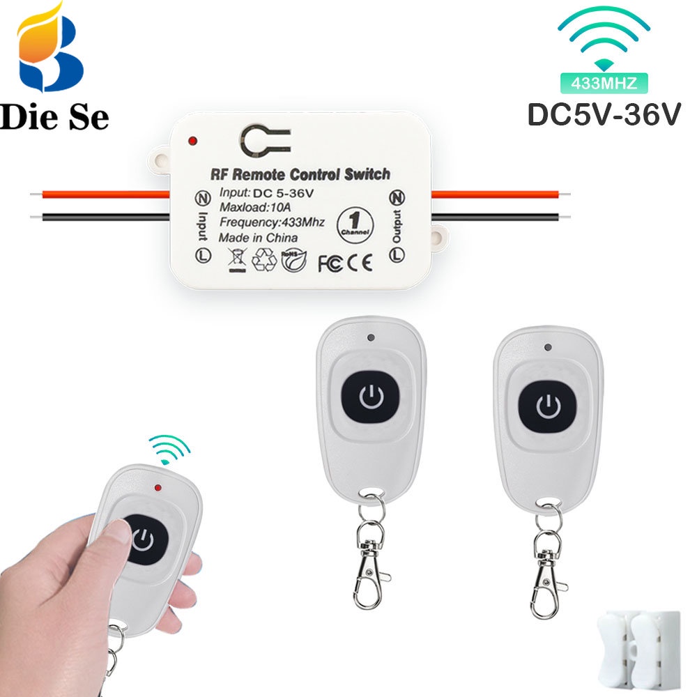 Rf 433 Mhz รีโมตคอนโทรล สวิตช์ไร้สาย DC 12V 24V 36V รีเลย์รับสัญญาณ รีโมตคอนโทรล สําหรับเครื่องใช้ไฟฟ้า Gate DC พัดลม Led