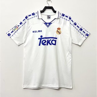 เสื้อกีฬาแขนสั้น ลายทีมฟุตบอล Real Madrid 96-97 ชุดเหย้า สไตล์วินเทจ