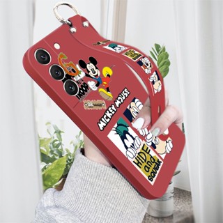 เคสโทรศัพท์ Samsung Galaxy S22 Ultra S22 Plus S22 5G เคสโทรศัพท์มือถือ ซิลิโคน กันกระแทก กันรอยเลนส์กล้อง ลาย Happy Mickey Wonderful House พร้อมที่ตั้งวาง และสายคล้องข้อมือ สําหรับ