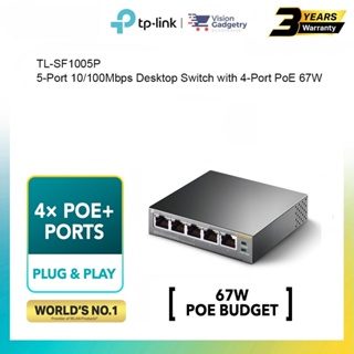 สวิตช์เดสก์ท็อป TP-Link TL-SF1005P 5 พอร์ต 10 100Mbps พร้อม PoE 58W 4 พอร์ต