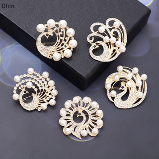 [Dhin] Pearl Rhinestone Peacock Animal Corsage Brooches Classic Crystal Peacock Brooch Pins Banquet Wedding Costume Jewelry COD