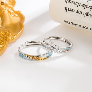 [Dhin] Creative Wheat Shape Opening Adjustable Couple Ring Fashion Light  Finger Ring Jewelry For Lovers Valenes Day Gift COD