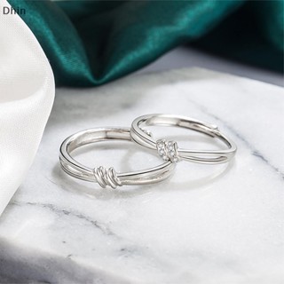 [Dhin] Concentric Knot Couple Ring Light  Simple Opening Adjustable Zircon Finger Rings For Girlfriend Commemorative Jewelry Gift COD