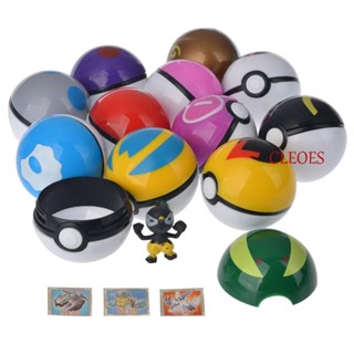 CLEOES โมเดลฟิกเกอร์ Pokeball Pokemon Go ของเล่นสําหรับเด็ก จํานวน 12 ชิ้น ต่อชุด