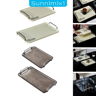 [Sunnimix1] ถาดเสิร์ฟอาหารเช้า ทรงสี่เหลี่ยมผืนผ้า น้ําหนักเบา พร้อมที่จับ ทําความสะอาดง่าย สําหรับโซฟา