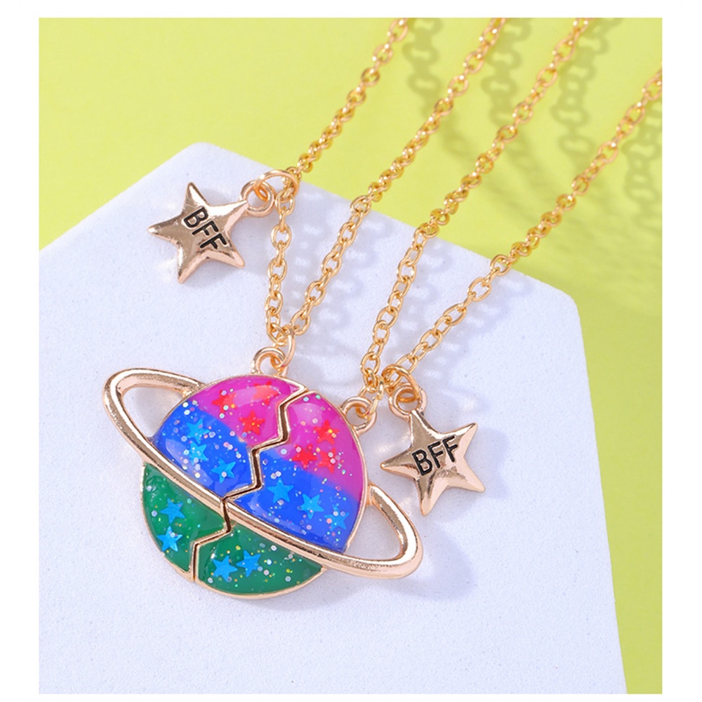 พร้อมส่ง สร้อยคอโซ่ จี้รูปดาวเคราะห์ แวววาว โรแมนติก เครื่องประดับ สําหรับผู้หญิง เพื่อนรัก ของขวัญ 2 ชิ้น ต่อชุด