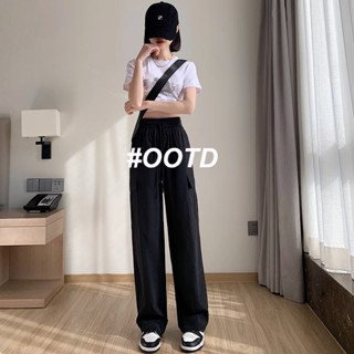 OOTD SHOP กางเกงขายาว คาร์โก้ กางเกง ผู้หญิงแฟชั่นเกาหลี A93L0PZ