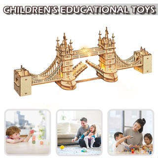 3D DIY Stress Relief Wooden Puzzle Tower Bridge Big Ben Building Assembly Toy