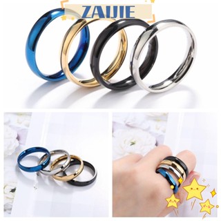 Zaijie24 แหวนแต่งงาน แบบบาง ขนาด 5-12 สีเงิน สีทอง