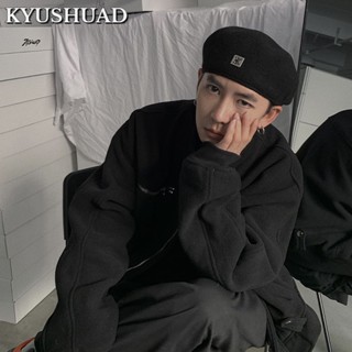 KYUSHUAD หมวกใหม่อินเทรนด์สำหรับผู้ชาย หมวกเบเร่ต์สีดำบางระดับไฮเอนด์