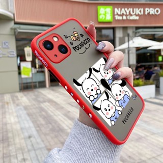 เคสซิลิโคนใส ขอบสี่เหลี่ยม กันกระแทก ลายการ์ตูน Pochacco สําหรับ iPhone 14 Pro Max 14 Plus 13 Pro Max 13 Mini