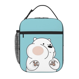 กระเป๋าใส่กล่องอาหารกลางวัน แบบพกพา ลาย We Bare Bears ให้ความอบอุ่น และเย็น สําหรับเด็กนักเรียน