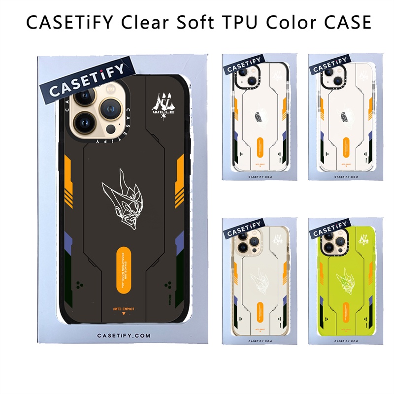 Casetify X Unit 8 โดย EVANGELION สีดํา สีเบจ นีออน สีเหลือง สีดํา สีขาว TPU เคสใส IPhone 14 13 12 11 Pro MAX Mini XS MAX XR X SE 6 6S 7 8 Plus เคสนิ่ม
