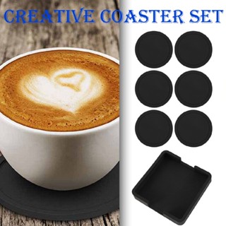 Silicone Drink Coasters with Holder Set Round Cup Mat Set Tabletop Protection