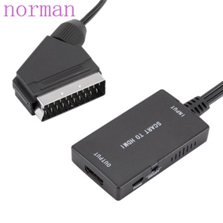 Norman อะแดปเตอร์แปลง SCART เป็น HDMI ความละเอียดสูง อินพุต Plug and Play ไม่ต้องขับ เอาต์พุต HDMI 1080P 720P สําหรับ DVD PS2 XBOX Sky Box