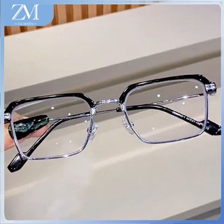 【ZM Glasses】แว่นตา ป้องกันรังสียูวี ป้องกันแสงสีฟ้า -50° 100° 150° 200° 250° 300° 350° 400°แบบบาง สําหรับผู้ชาย และผู้หญิง กรอบโลหะแฟชั่น 050