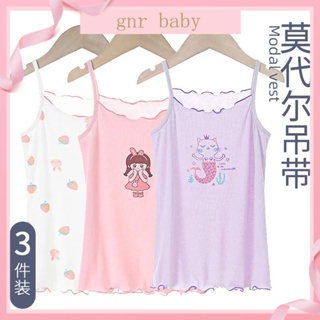 🍓GNR BABY🍊เสื้อกล้ามแขนกุด แบบบาง ลายการ์ตูน สําหรับเด็กผู้หญิง อายุ 3-12 ปี