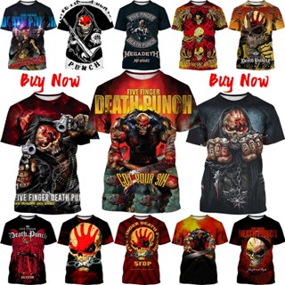 เสื้อยืดแขนสั้น พิมพ์ลาย Five Finger Death Punch 3 มิติ แฟชั่นสําหรับผู้ชาย