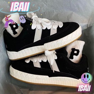 IBAII.  ins รองเท้าคู่ย้อนยุคขนมปังสีดำนักเรียนอินเทรนด์รองเท้าสเก็ตบอร์ดกีฬาสบาย ๆ