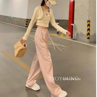 2TOYOUNG  กางเกงขายาว คาร์โก้ กางเกง เชือกอเมริกันคลาสิค Cargo pants 2023 NEW 071947 คุณภาพสูง ทันสมัย ทันสมัย Chic A23L04D 36Z230909