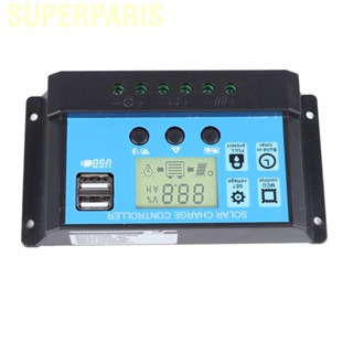Superparis Solar Charge Controller 12V 24V 30A PWM Discharge Regulator LCD Display Dual USB Output